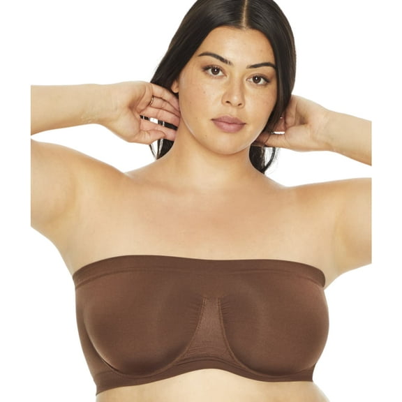 RHONDA SHEAR Espresso Plus Size Ahh Angel Seamless Bandeau Bra, US 2X, NWOT