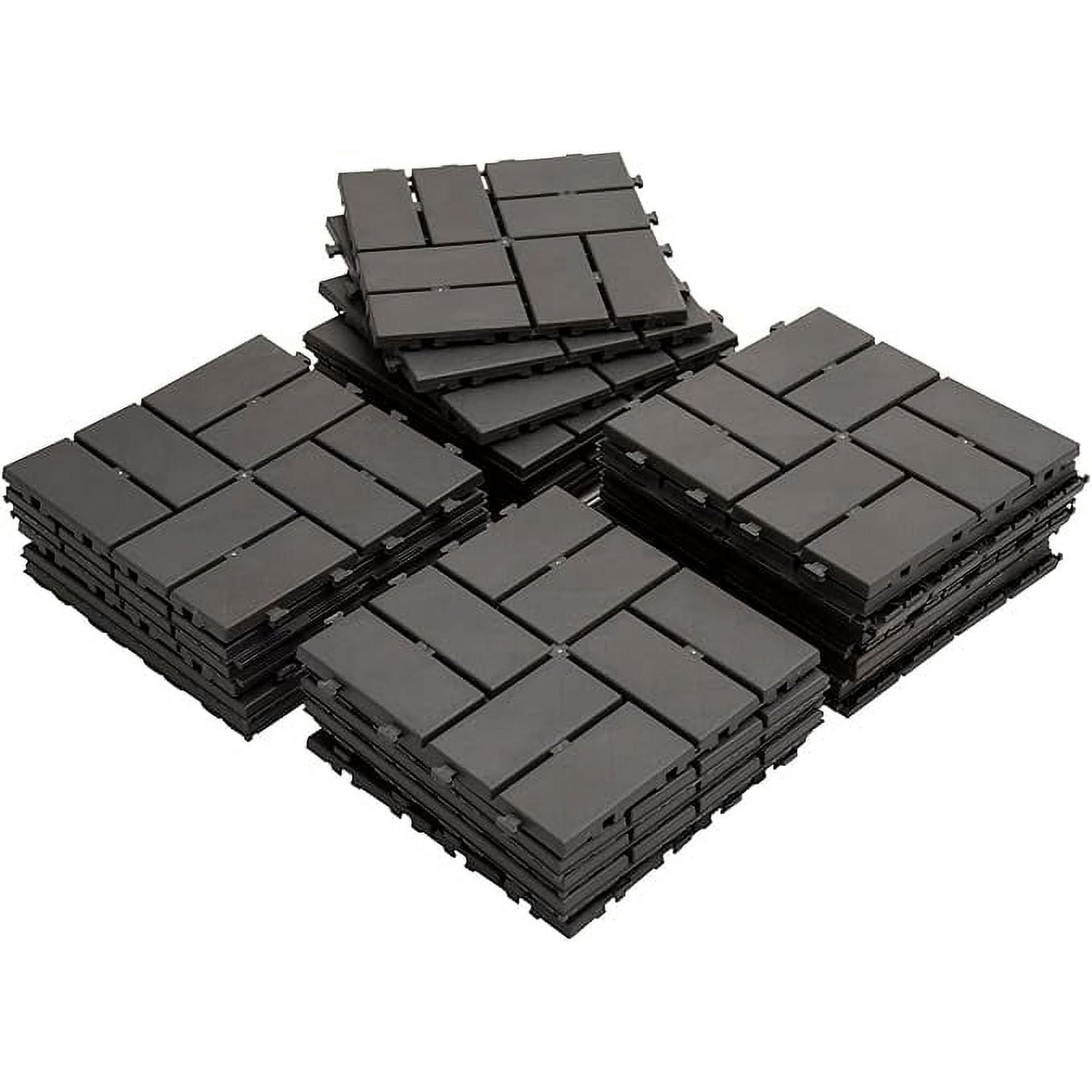 TOTAL 12 x 12 Plastic Interlocking Deck Tiles 9 Pack Waterproof Outdoor Flooring for Patio Porch Shed Poolside Garden & Backyard Dark Gray