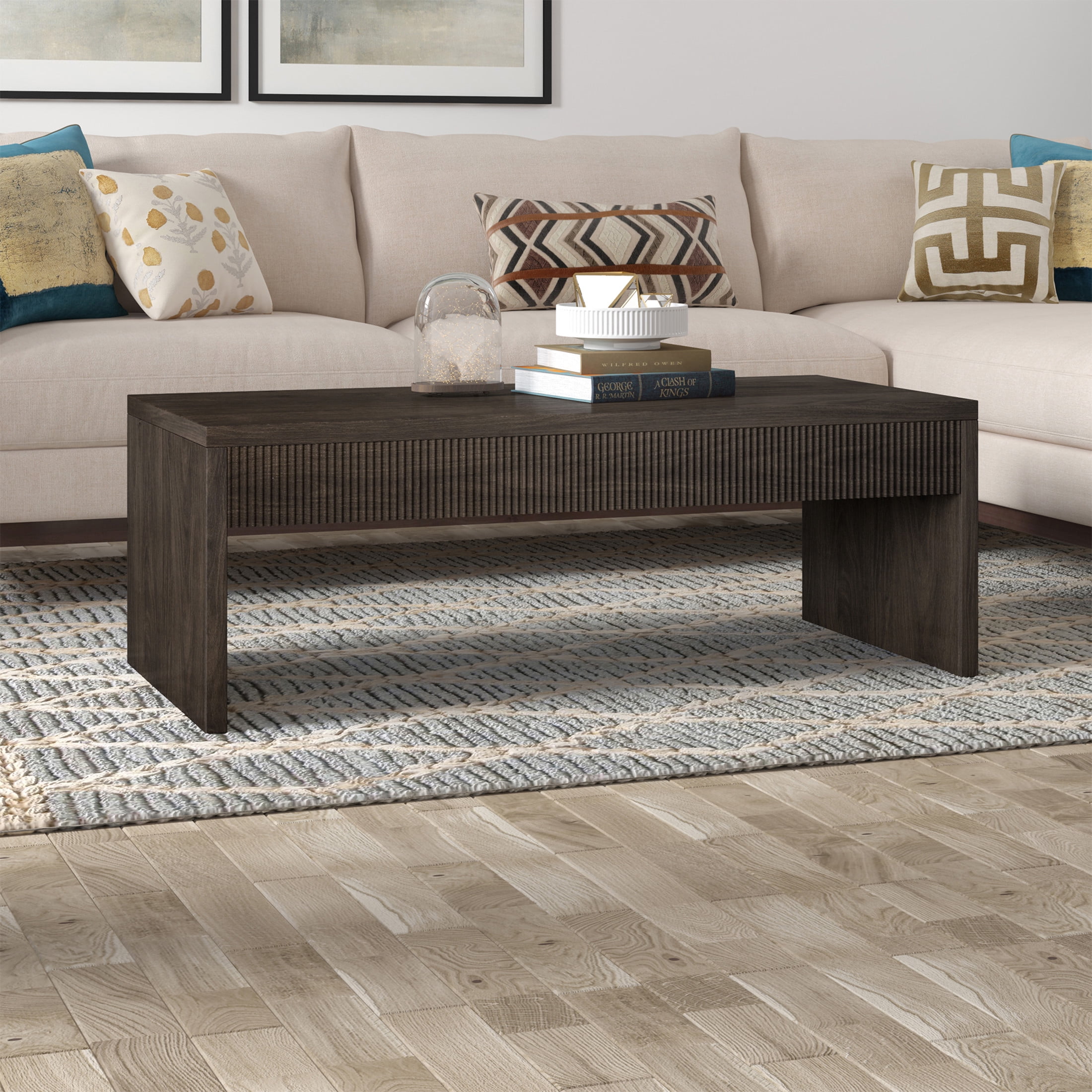 Evelyn&Zoe Modern/Contemporary 48" Wide Alder Brown Coffee Table