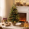 thumbnail image 5 of 3ft Artificial Small Christmas Tree with 70 Warm White Lights, Mini Tabletop Christmas Tree, Battery Operated 100 PE & PVC Mixed Thick Branches Pinecones Red Berries Burlap Base Xmas Desk, Home Decor, 5 of 10