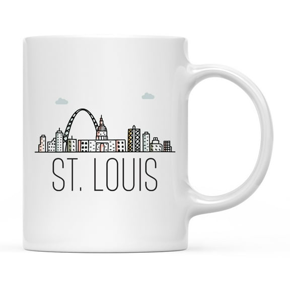 Koyal Wholesale Colorful City Skyline Graphic Ceramic Coffee Mug, St. Louis