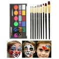 thumbnail image 4 of Kit de pintura facial y corporal de 18 colores con 10 pinceles para maquillaje de Halloween Mezcla de 18 colores, 4 of 8