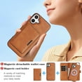 thumbnail image 3 of Allytechgroup 3 in 1 Wallet Case for Apple iPhone 16, Detachable Back Cover & Cards Holder Compatible with Mag-safe Shockproof RFID Blocking Stand Phone Case for iPhone 16, Brown, 3 of 8