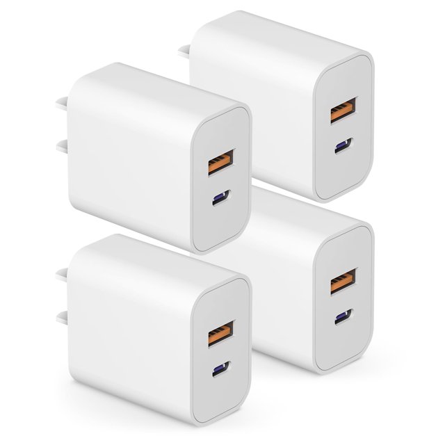 Bloque de carga STAKYCET, cargador USB C, 20 W, pared, paquete de 4 unidades para iPhone