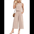 thumbnail image 2 of Conjunto de Dos Piezas de Verano para Mujer: Top Corto Básico Sin Mangas con Cuello Redondo y Pantalones Anchos con Bolsillos Albaricoque XXL, 2 of 6