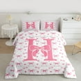 thumbnail image 2 of Homewish Initial Alphabet H Girl 2pcs Bedding Comforter Set,Kawaii Pink Bowtie Twin Comforter Sets,Dreamy Princess Breathable Bedding Set,Super Cozy Room Decor,Reversible, 2 of 8