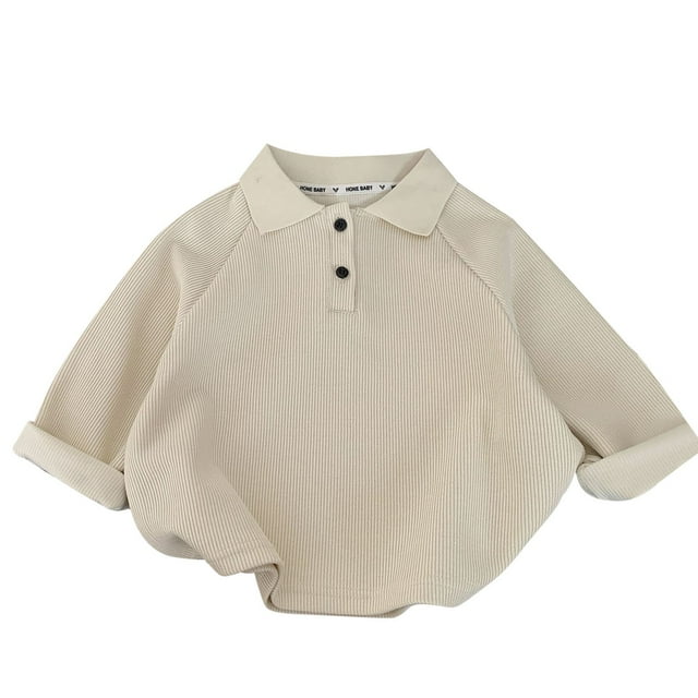 YUNAFFT Polo en Coton Épais pour Garçons 13-16 Ans Manches Longues Col Rond Décontracté Printemps Été Couleur Unie