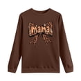 thumbnail image 4 of Women's Mama Printed Crewneck Sweatshirt Long Sleeve fashion Graphic Casual Pullover Tops for Daily Wear (2XL, Brown), 4 of 5