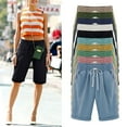 thumbnail image 3 of Bermuda Shorts for Women Summer Casual Cotton Pants Knee Length Bermuda Short Elastic Waist Drawstring Pocket Capris, 3 of 5