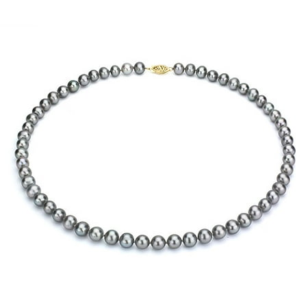 Ultra-Luster 11-12mm Grey Genuine Cultured Freshwater Pearl 18 Necklace and 14kt Yellow Gold Filigree Clasp