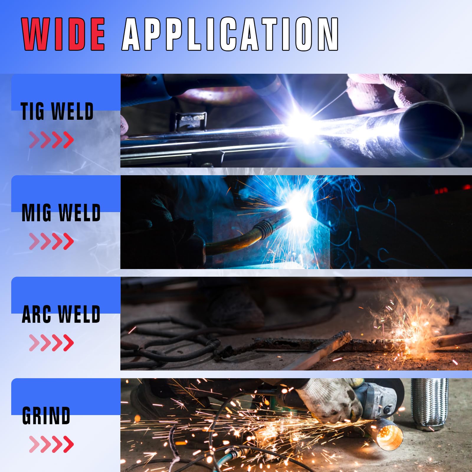 TRQWH Welding Helmet Auto Darkening Large Viewing True Color Solar Powered Welding Mask with 4 Arc Sensor Adjustable Wide Shade Range 4~5-8/9-13 Welder Mask with Grinding