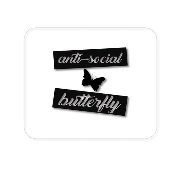DistinctInk Mouse Pad - 1/4" Foam Rubber - Anti-Social Butterfly