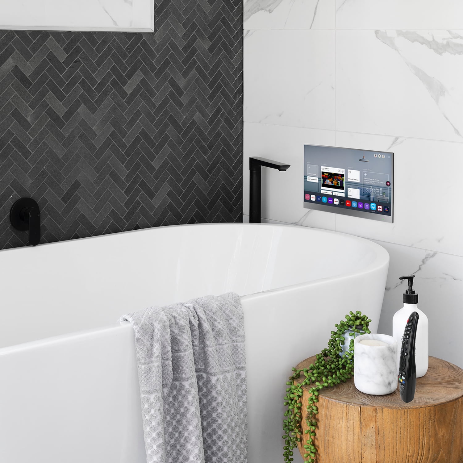 Elecsung 22 inches webOS Smart Mirror Television for Bathroom Waterproof Wifi ATSC DTV Tuner Voice Control Bluetooth