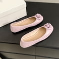 thumbnail image 4 of hoksml Women Round Toe Ballet Flats, Fabric Flower Decor PU Upper Slip On Casual Dress Flat Shoes, 4 of 9