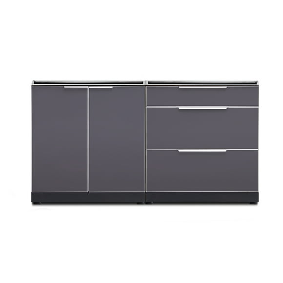 NewAge Products Outdoor Kitchen Aluminum 2 Piece Cabinet Set with 3-Drawer and 2-Door Cabinet