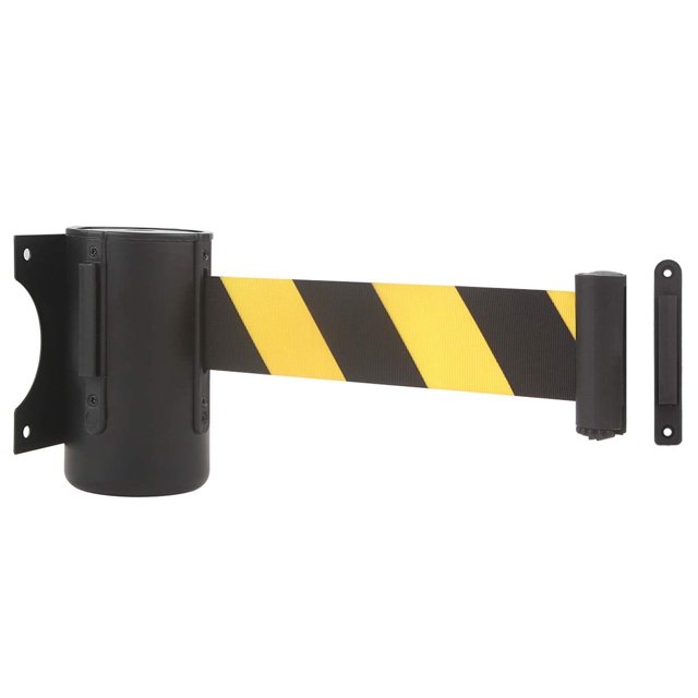 EcoNesxp Wall Mounted Retractable Band Pack Black and Yellow Bands Suitable for Any Weather Conditions 1 ft 1 Pack Crowd Control Wall Barrier Bands Steel Housing