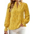 thumbnail image 1 of Blusa de Estilo Bohemio con Cuello en V y Mangas Largas, Estilo Floral, Informal, Holgada, de Verano, con Mangas Abullonadas para Mujer. Amarillo L, 1 of 6
