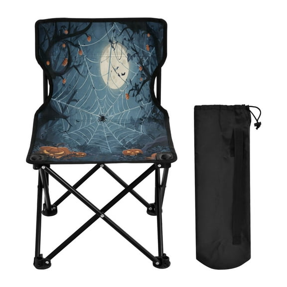 600D Oxford Camping Chair Portable Foldable Chair Supports 220 lbs for Picnic, Fishing, Backpacking Cartoon Style Spider Web