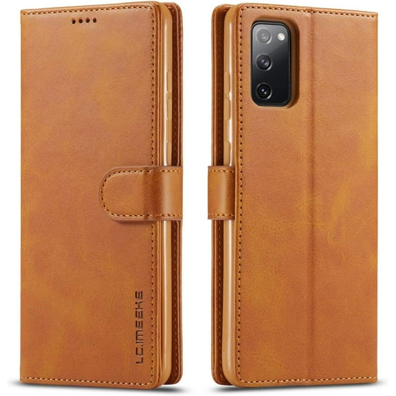 Galaxy S20 FE / S20 Lite Case, PU Leather Wallet Folio Flip Magnetic Buckle Slim Back Cover Built-in Card Holder Slot and Stand for Samsung Galaxy S20 Fan Edition (Khaki)