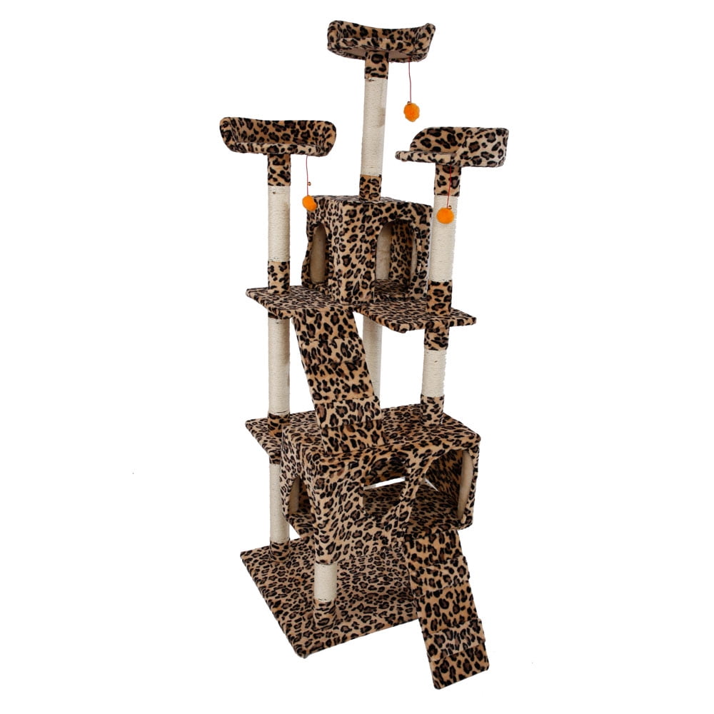 Segmart72 Cat Climb Toys For Large Cats Multilevel Cat Tree Tower Luxury Condos With Scratching Posts Plush Hammock For Ragdoll Oriental Cat American Curl Bengal Cat Leopard Print S140 Walmart Com