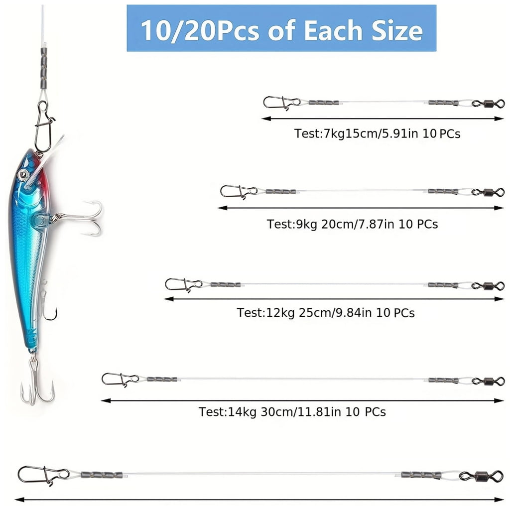 Yokua Fishing Tackle Fish Hook Antibite Wire Line Leader with Rolling  Swivels & Snap - Walmart.com