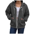 thumbnail image 2 of IUYRTFE Women's Full Zip Hoodie Jacket with Drawstring and Pockets Long Sleeve Casual Sporty Outerwear, 2 of 6