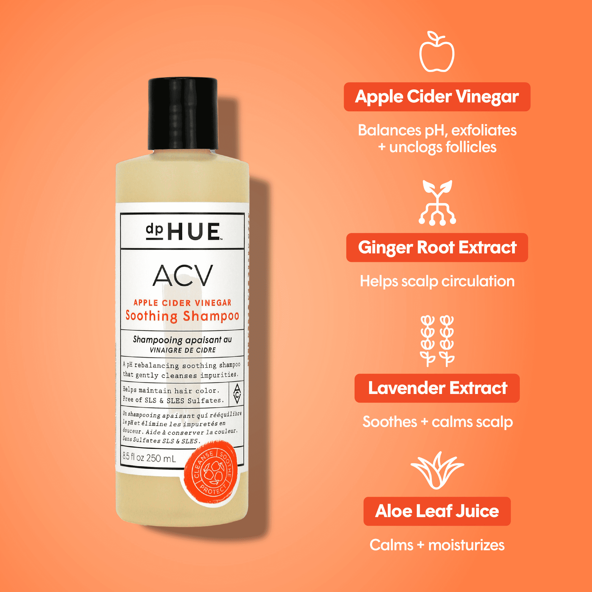 dpHUE Apple Cider Vinegar Soothing Shampoo, 8.5 fl oz