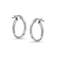 thumbnail image 4 of LeCalla 925 Sterling Silver Texture Hoop Earrings for Women | Small Classic Diamond-Cut Textured Hoop Earring | Womens Click-Top Earring Hoops 15MM, 4 of 6