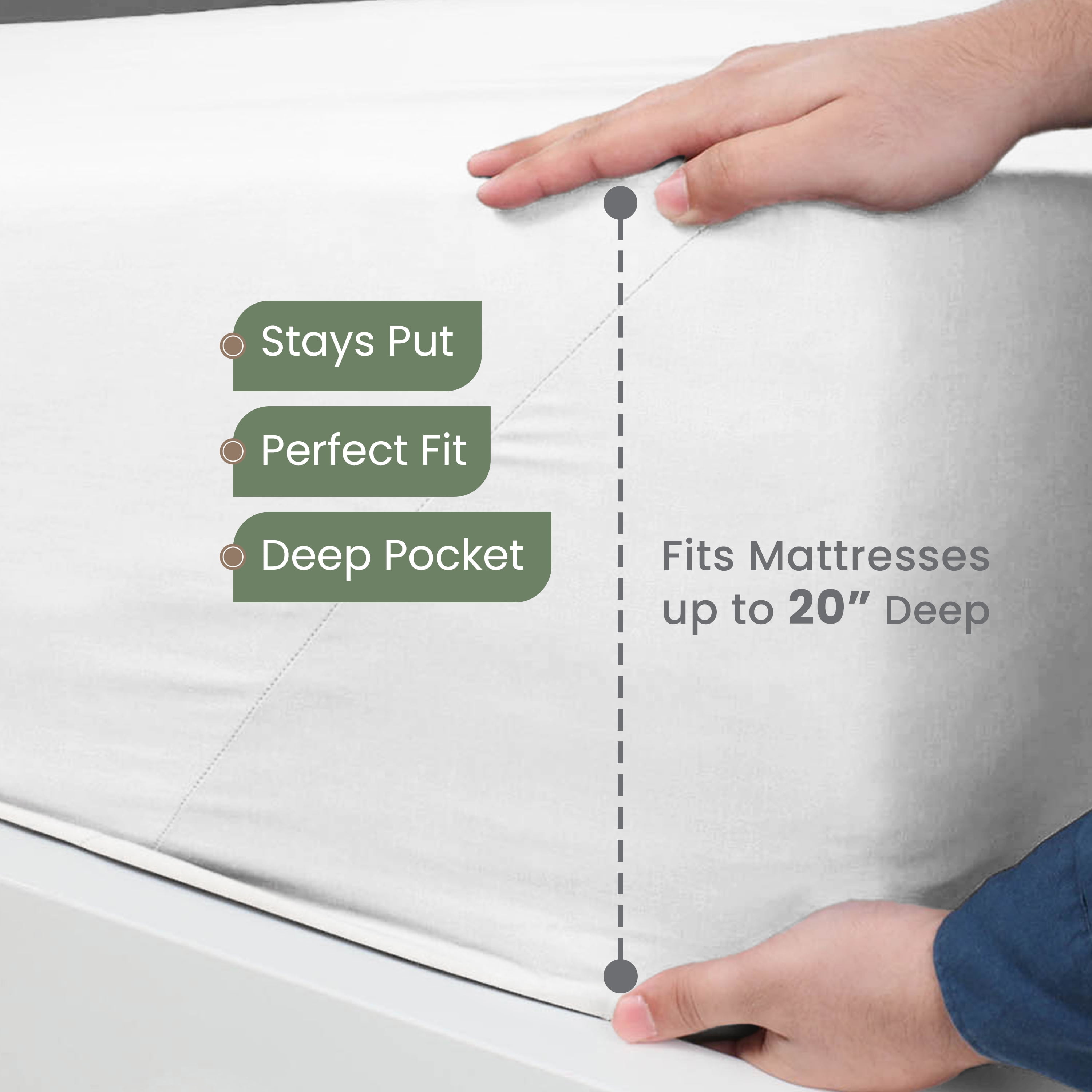 EcoPure 4-Piece King Sheet Set | 100% Organic Cotton | Comfort Washed | Deep Pocket | White