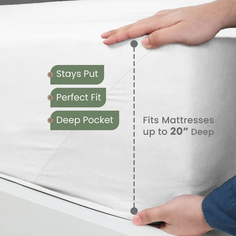 EcoPure 3-Piece Twin Organic Cotton Sheet Set, White photo 7