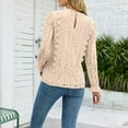 thumbnail image 4 of XFLWAM Womens Lace Dressy Tops Long Sleeve V Neck Shirts Crochet LAce Sexy Casual Fall Blouses Beige XXL, 4 of 8