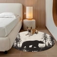 thumbnail image 4 of 5ft Washable Round Rug, Brown Bear Forest Silhouette Non-Slip Circle Area Rug for Living Room Bedroom, Retro Animal Tree Indoor Floor Mat for Home Decor, 4 of 9