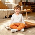 thumbnail image 6 of oelaio Toddler Baby Kid Fall Winter Clothes 2 Piece Outfit Long Sleeve Henley Shirt and Cinch Bottom Pants Set Boys Girls Casual Sweatsuit Sets Orange 3 Years, 6 of 6