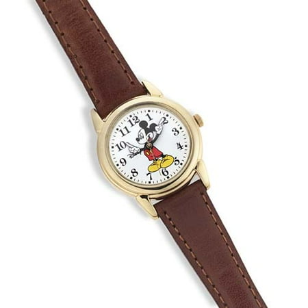 Mickey Watch With Brown Leather Band