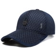 thumbnail image 4 of BODOAO Baseball Caps for Men Portable One Size Fits Most Lightweight Sun Protection Caps Travel Summer Hats Retro Baseball Cap Curved Brim Dad Hat Soft Brim Unisex Adjustable Size Low Crown Navy, 4 of 4