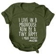 thumbnail image 5 of B91xZ T-Shirt Femme Mi-Long Manches Courtes Grande Taille Col Rond Décontracté, Vert Armée TG, 5 of 5