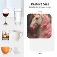 thumbnail image 6 of Picia Haired White Horse Printed Leather Coasters for Drinks, 4" Drink Coasters Set of 4 for Tabletop Protection, Handmade Luxurious Home Décor and Housewarming Gift -Square, 6 of 6