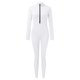 thumbnail image 3 of Gibobby pantalones siameses color liso Mono de manga larga con cuello en V y cremallera para mujer, mono deportivo(Blanco， S), 3 of 5
