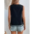 thumbnail image 6 of Women'S Casual Sleeveless V Neck Embroidered Graphic Print Tank Top Boho Tassel Hem Tops Black XL, 6 of 7