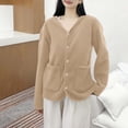 thumbnail image 2 of HAiming Women Plush Coats Fleece Long Sleeve V Neck Casual Solid Color Jackets Fall Winter Trendy Outwear Clothes, 2 of 6