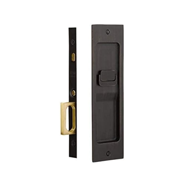 Emtek - Cerradura de embutir para puerta de bolsillo rectangular moderna (bronce aceitado)