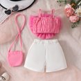 thumbnail image 5 of FAOWME Toddler Girls Sleeveless Floral Vest Tops T-Shirt Shorts Bag Outfits Hot Pink 18-24 Months, 5 of 7