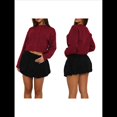 thumbnail image 3 of Suéteres Tipo Cárdigan Corto para Mujer, Suéteres de Larga con Botones, Cárdigan de Punto, Top Corto Y2K con Abertura Frontal. Vino Tinto L, 3 of 8