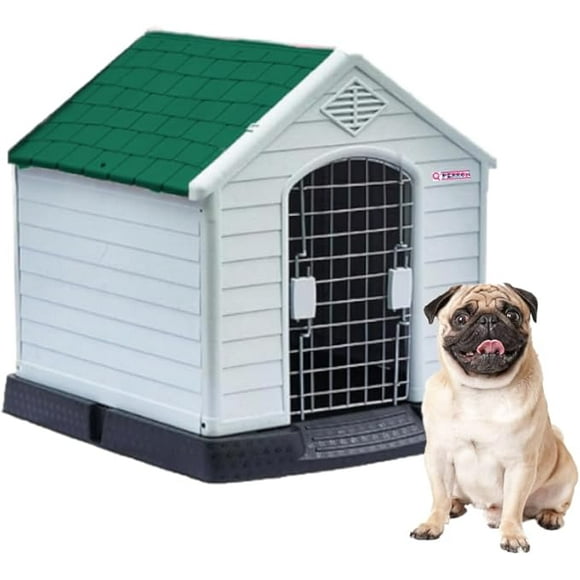 Casa Para Perro Q Perrón Raza Chica Color Verde Con puerta