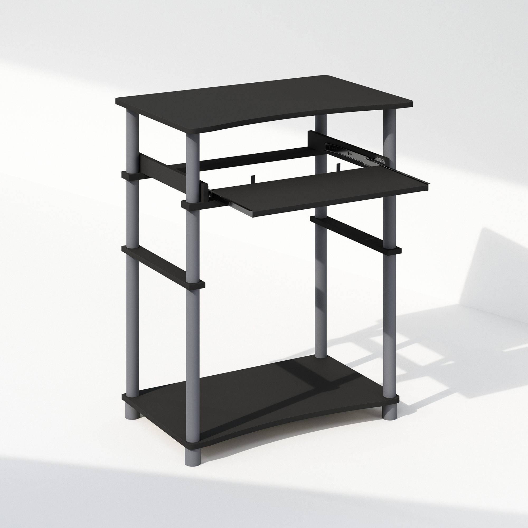 Furinno Home Office Computer Desk with Keyboard Tray, Black and Grey