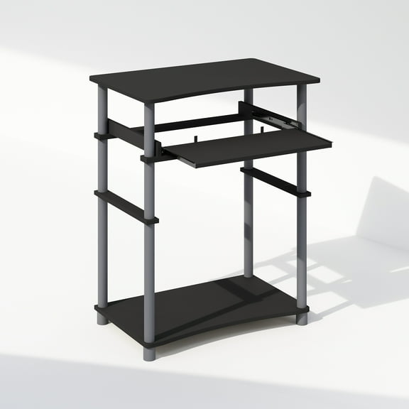 Furinno Home Office Computer Desk with Keyboard Tray, Black and Grey
