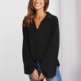 thumbnail image 1 of Camisa de trabajo para mujer, blusa con cuello en V, camisa larga con cuello vuelto, túnicas sueltas, elegantes y modernas, 1 of 9