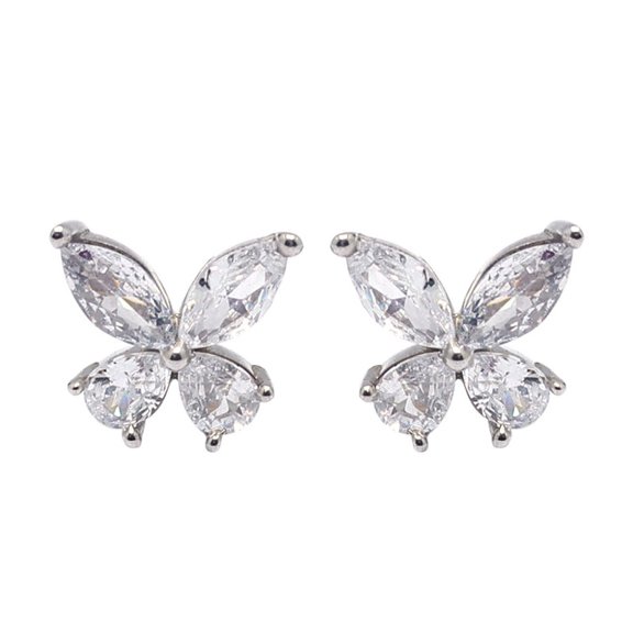 Auory Lab Created Moissanite  Butterfly Stud Earrings for Women