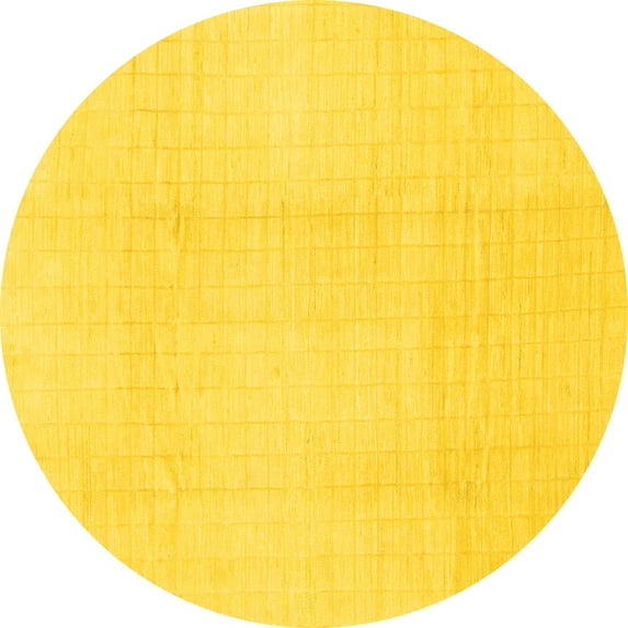 Ahgly Company Indoor Round Solid Yellow Modern Area Rugs, 6' Round
