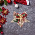thumbnail image 6 of 2025 Christmas Bows Red Christmas Bows Outdoor Decoration 3.5×3.3in Linen Wreath Ribbon Bows with Bell for Christmas Tree Hanging Crafts Gift Bows Pendant for Xmas Home Decoration, 6 of 6